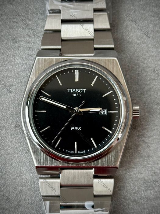 Tissot PRX 40 мм чорний, білий. Годинник чоловічий класичний, ретро