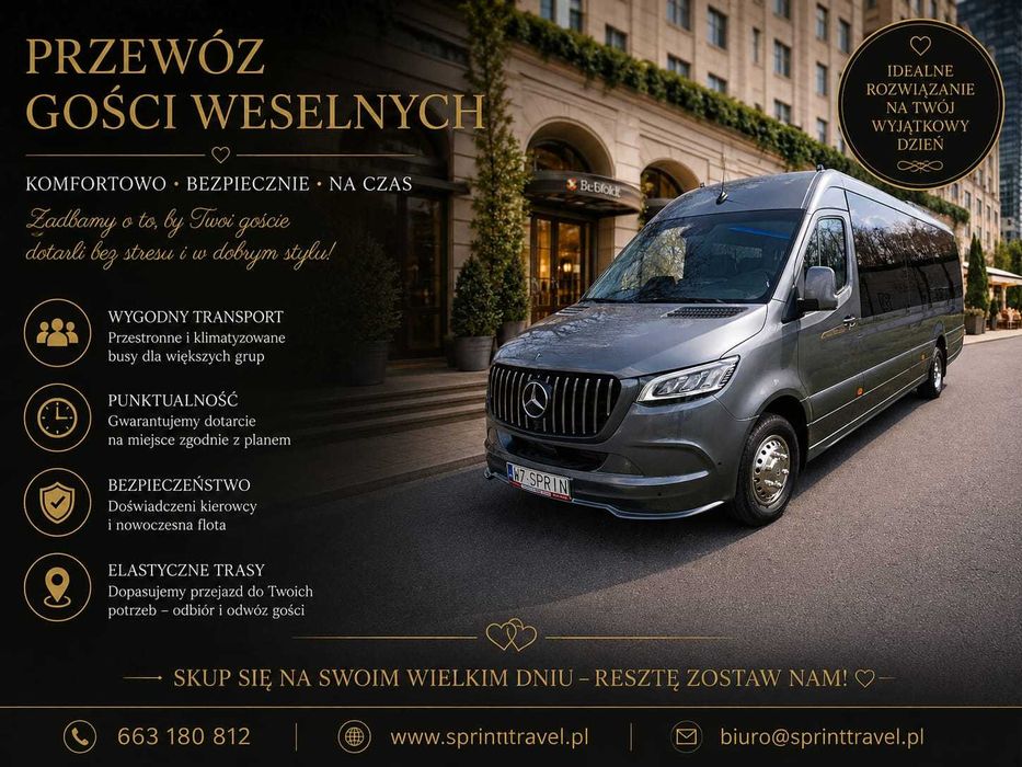 Przewóz osób, Bus 20 - 23 osobowy, wycieczki, wesela, Autokar