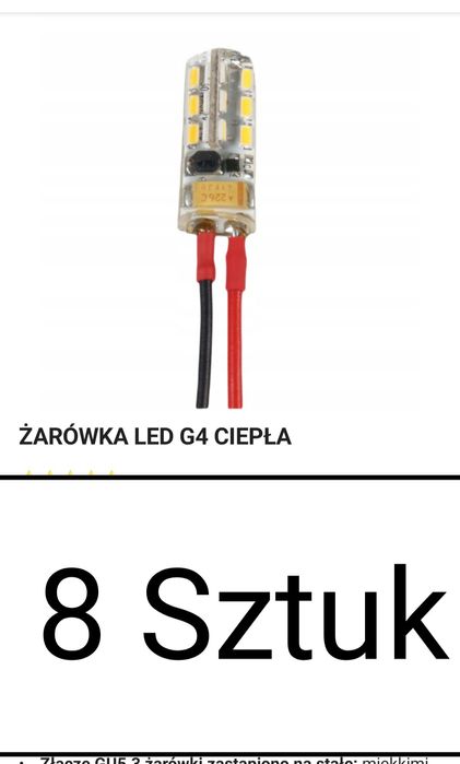 Żarówka LD G4 10mm 2W DC 12V 3000K Biały Ciepły