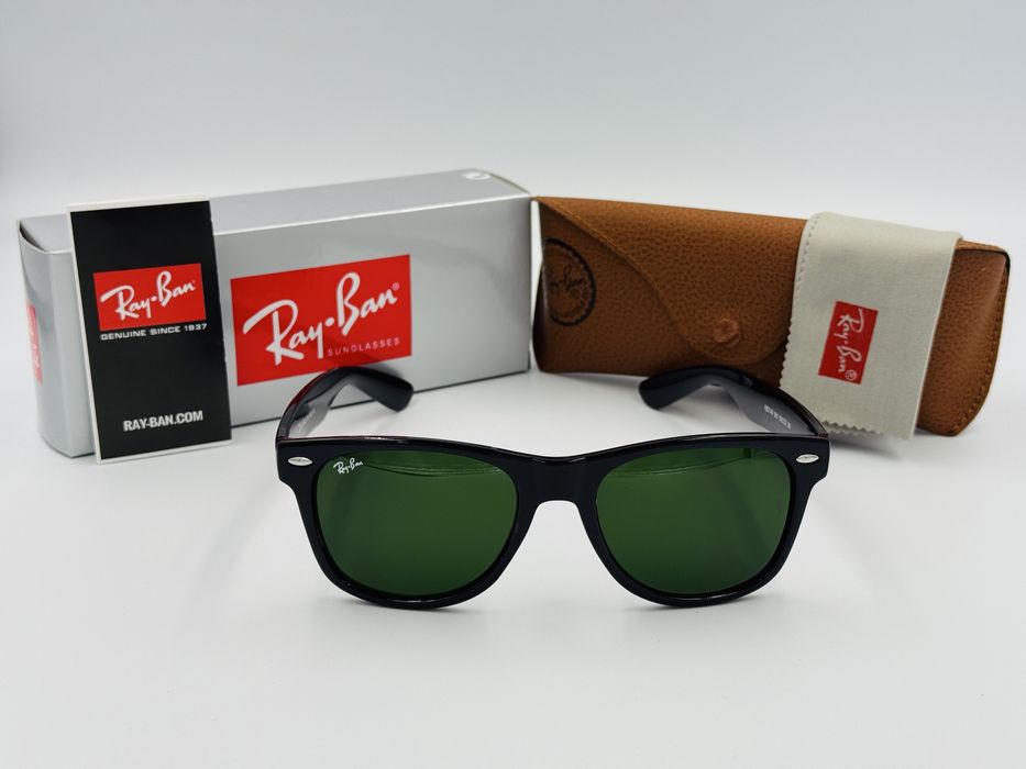 Солнцезащитные очки Ray Ban Wayfarer 2140 Black-Green 54мм стекло