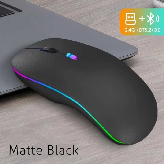 беспроводная бесшумная оптическая Bluetooth мышка с USB-приёмником RGB