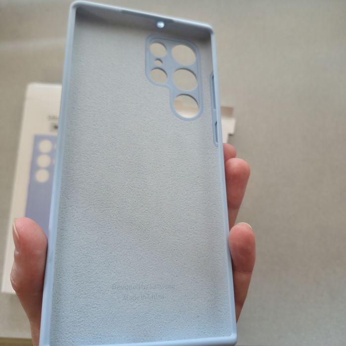 Чехол для Самсунг S22 Ультра / Samsung S22 Ultra, силикон мягкий софт тач, Голубой