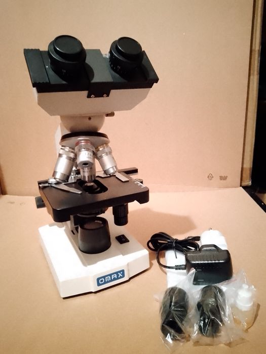 Mikroskop biologiczny 1000x Omax M82E LED dwuoczny studar zeiss delta