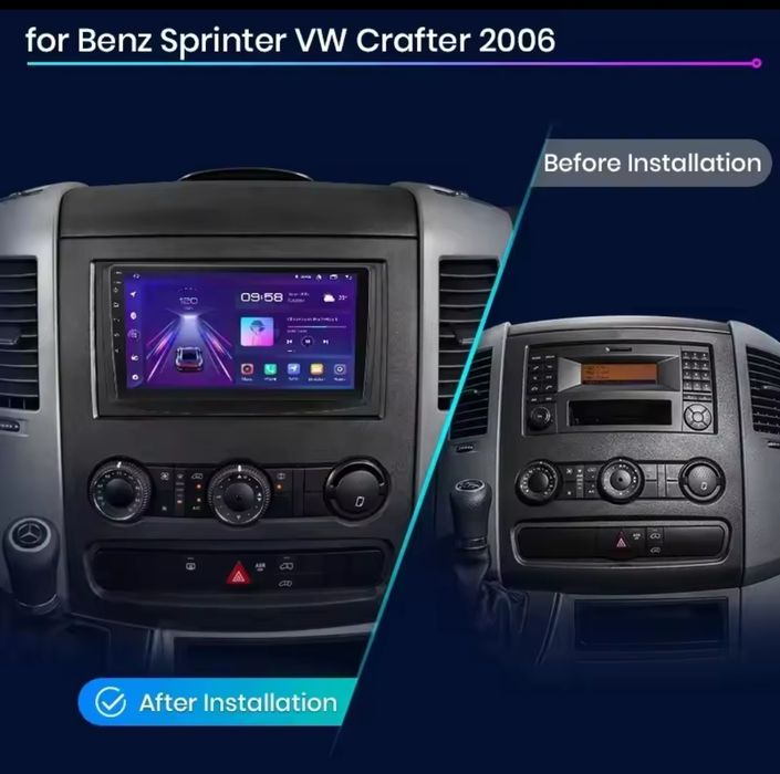 Rádio Mercedes Sprinter/VW Crafter (06-16) 4/64GB Carplay GPS Wi-Fi BT