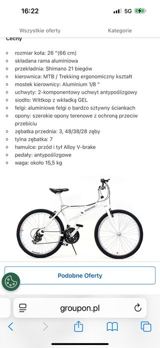 Rower składany Chiemsee 26" z aluminium przerzutki Shimano 21 biegów