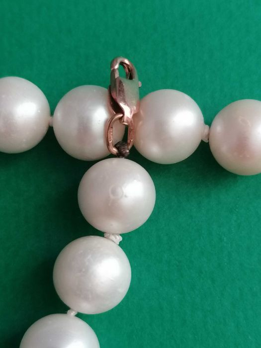 Намисто(колье,бусы) натур. перли бiлi великi iз золотим замком сертифi