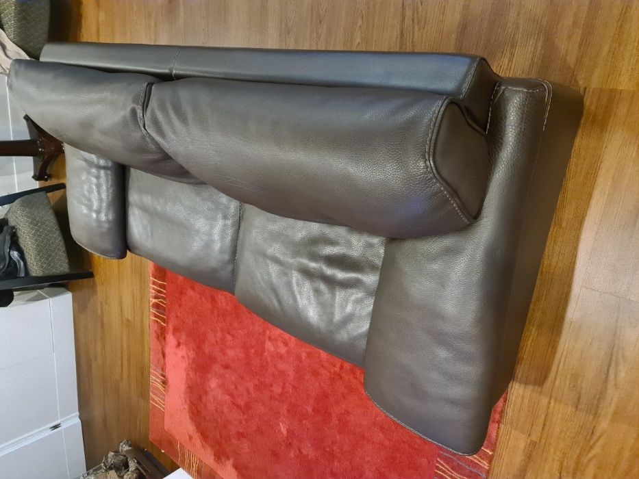 Sofá 3 lugares Roche Bobois em Pele Castanha Escura