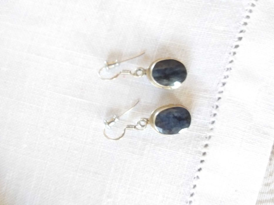Kolczyki z szafirem, naturalny kamien, srebro 925 NOWE