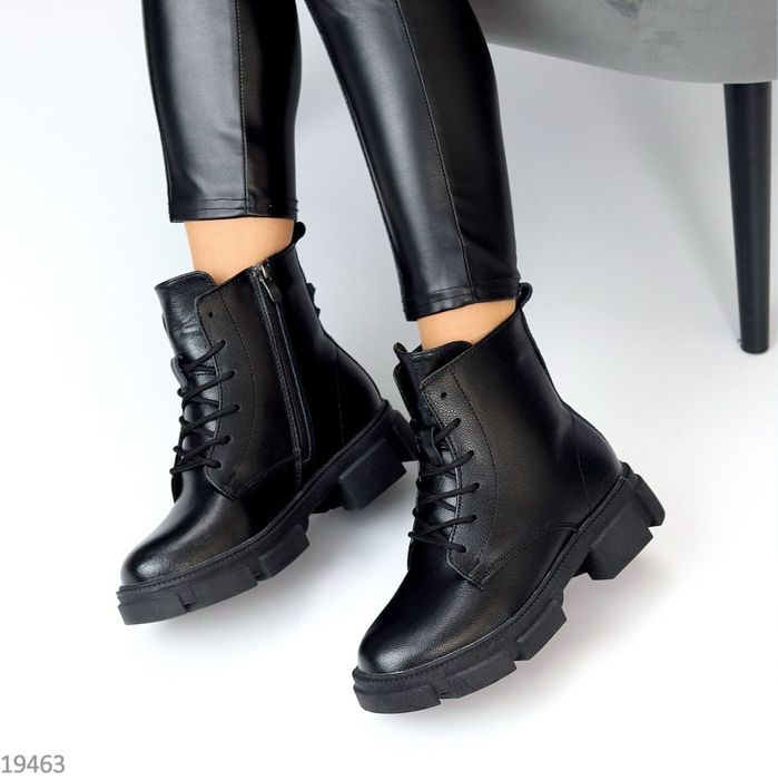 36,37,38р Чорні зимові черевики.Шкіряні.Флотар шкіра