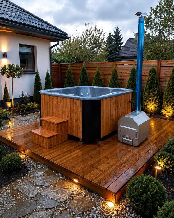 Balia ogrodowa MODO z miejscem leżącym 220cm x 220 cm  Bania | Gorąca beczka | Jacuzzi | Hot Tub | Jacuzzi