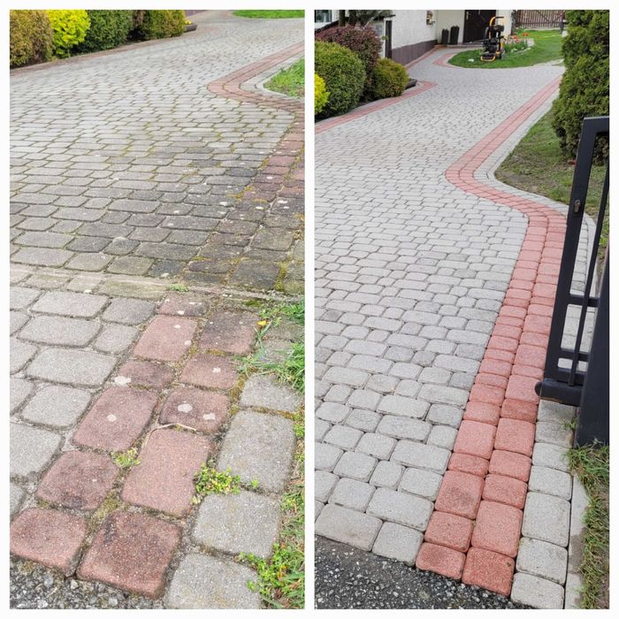 Mycie i Malowanie kostki brukowej elewacji dachów