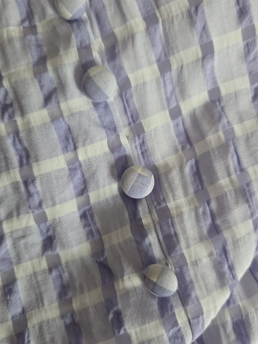 Vestido de senhora de verão xadrez azul claro alilasado