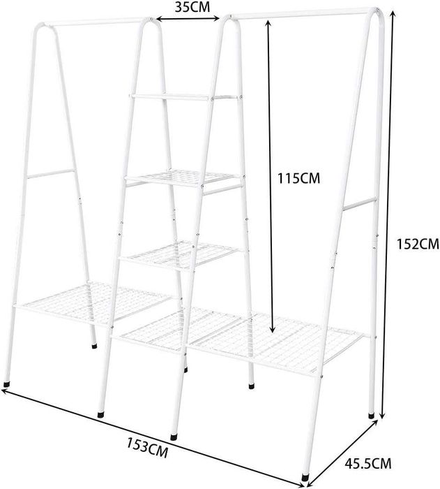 Cabide roupa e sapateira metal [BRANCO ou PRETO] 153x152x45,5cm - NOVO