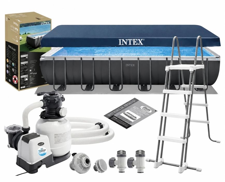 Каркасний басейн Intex 26364 / 26368 (732×366×132) з піщаним насосом ULTRA XTR Rectangular Frame Pool 7 м великий прямокутний