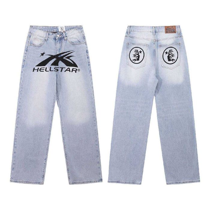 Джинси Hellstar Baggy | Джинсы Хеллстар широкие светлые | Hellstar Jeans | Hellstar Baggy Jeans | Tribal Print Jeans | Light Jeans | Wide Leg Pants |