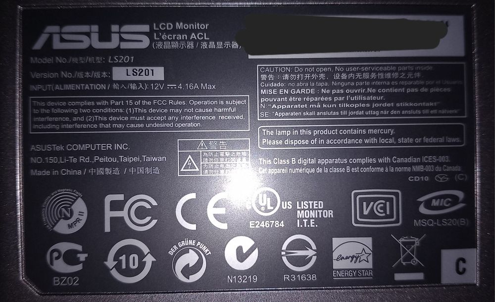 Monitor 20" ASUS LS201 4:3