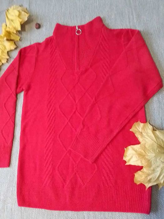 Sweter ze stójką we wzór w warkocze (nowy)