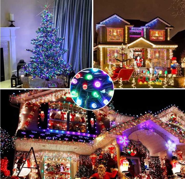 LAMPKI CHOINKOWE 1000 LED + FLASH Błysk Światełka Kurtyna Zewnętrzne