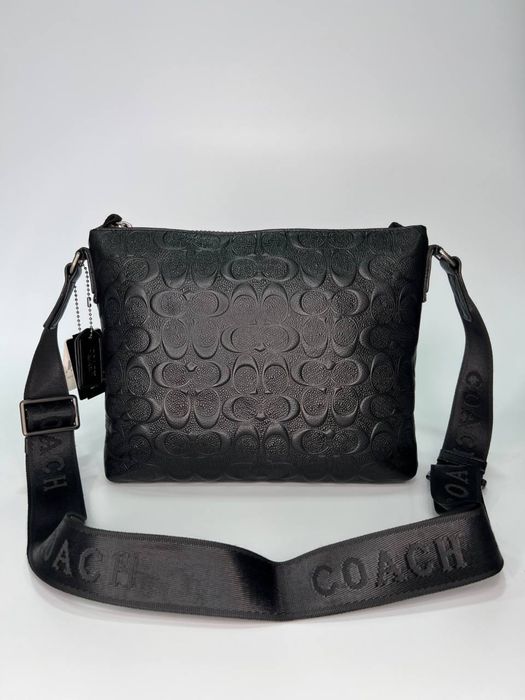 Чоловіча шкіряна сумка через плече коач/Мужская кожаная сумка Coach