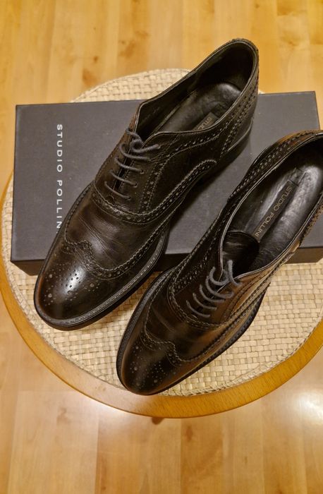 Damskie półbuty marki Studio Pollini buty czarne naturalna skóra