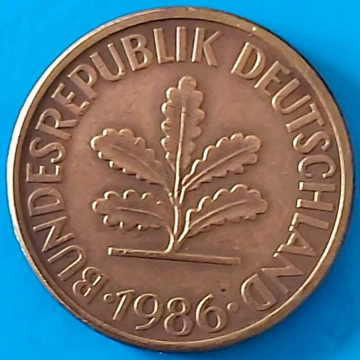 10 Pfennig de 1986 J, Alemanha Ocidental