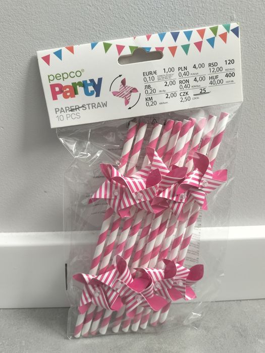 Zestaw 10 papierowych słomek ozdobnych Pepco
