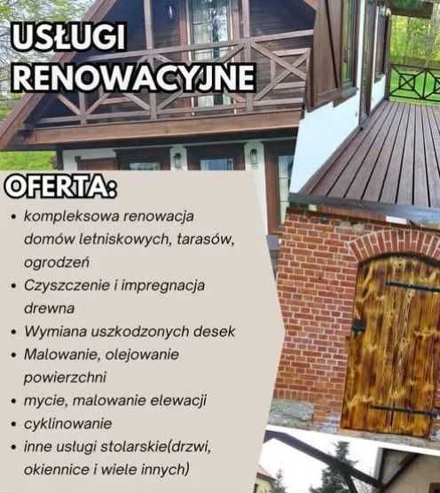 Renowacje,mycie, czyszczenie tarasów, domków drewnianych, budowa tarasów