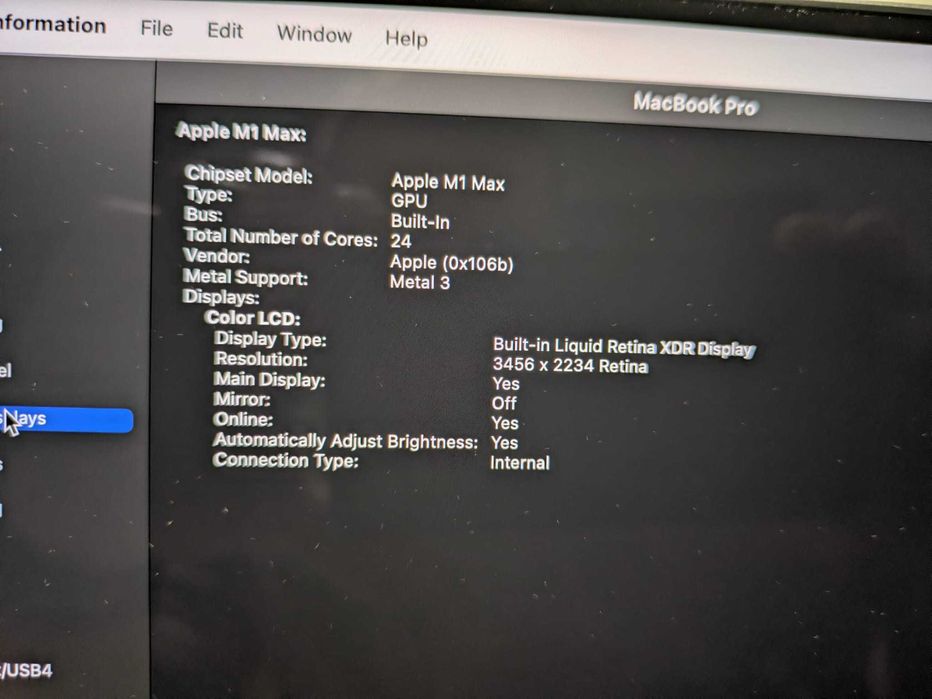 MacBook Pro 16” (2021) M1 Max| 32GB | 1TB SSD |GPU 24-core |Space Gray