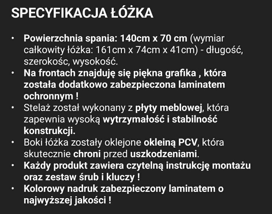 Łóżko autko samochód dla chłopca