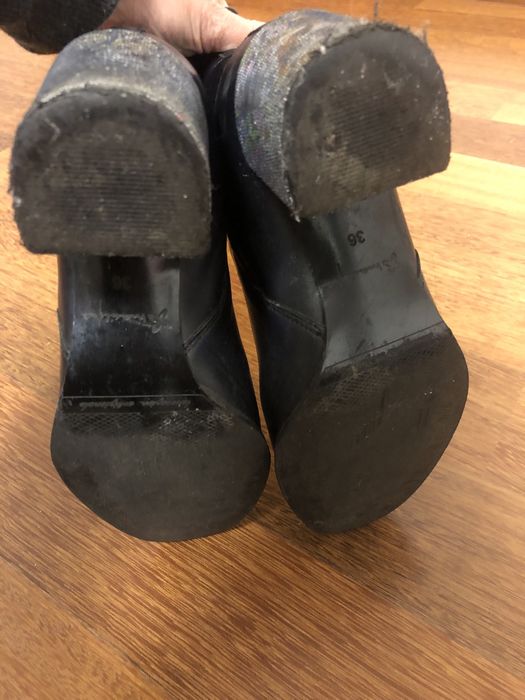 Skórzane botki Maciejka granatowe