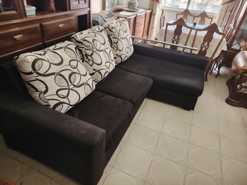 Chez long tecido preto