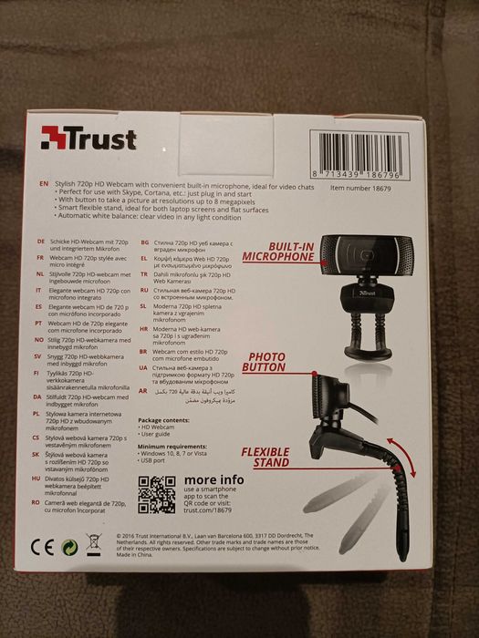 Webcam HD 720p com microfone (nova)