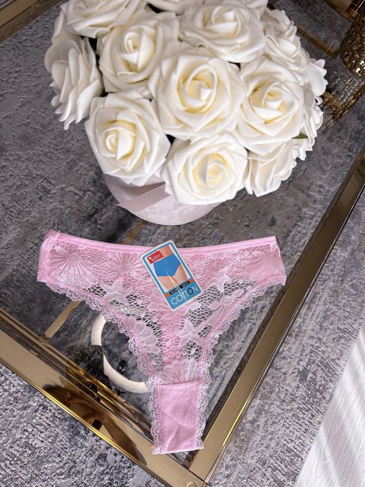 Majtki różowe s 36 nowe stringi koronkowe Barbie