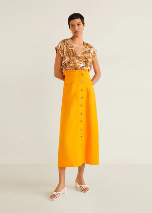 Nowa elegancka satynowa bluzka z botanicznym wzorem MANGO M 38 tshirt