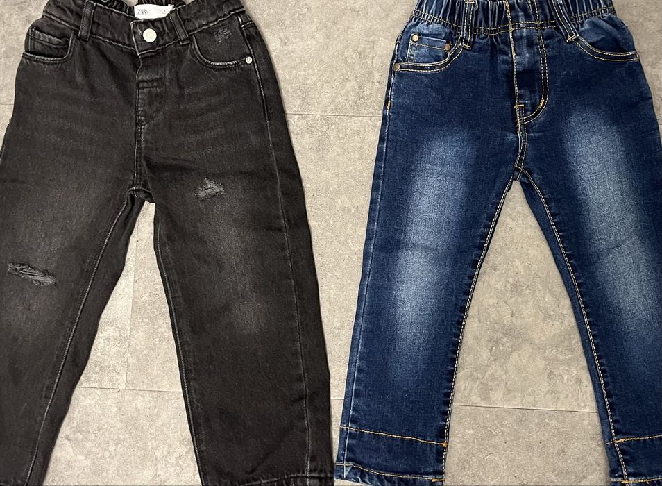 Zestaw spodni jeansowych granatowe i czarne o prostym kroju Zara r.104