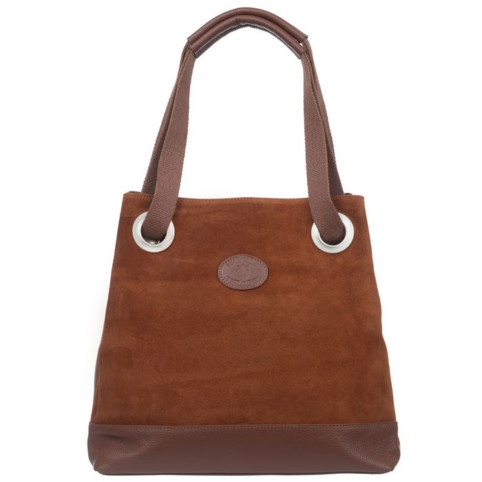 VERA PELLE torebka damska zamszowa shopper z rączkami V707 brązowa
