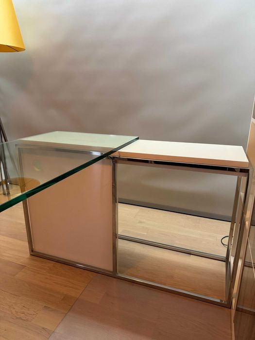 Secretaria Vidro 150cm com (ou sem) módulo de apoio e pernas em inox