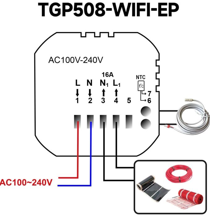 Termostat Beok TGP508-WIFI-EP do elektrycznego ogrzewania