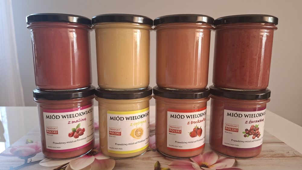 Miód kremowany z owocami i miody naturalne