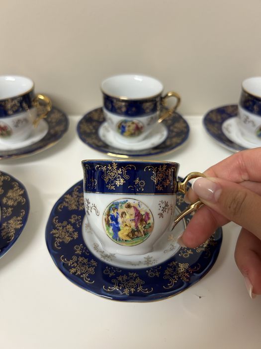 Conjunto de 6 chávenas de café com pires