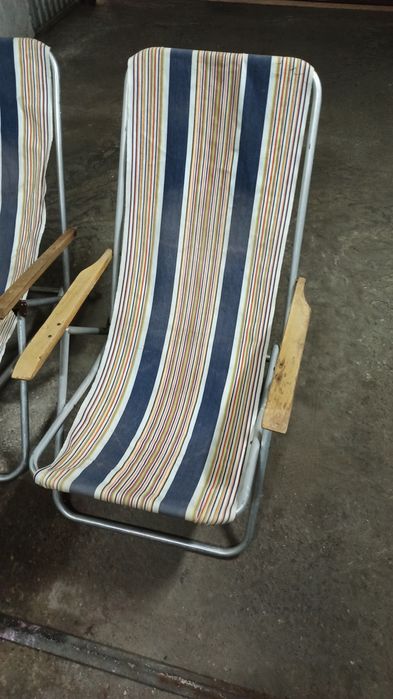 Leżak plażowy składany PRL retro