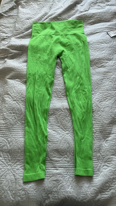 Zielony neonowy komplet legginsy i crop top S/M 36/38