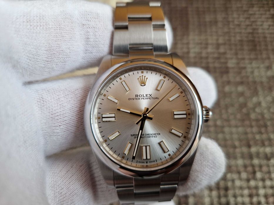 Rolex Oyster Perpetual 41mm NEW 2023r Silver stan 10/10.