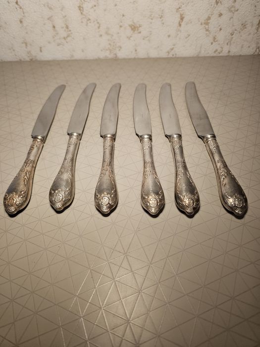 Zestaw 6 posrebrzanych noży