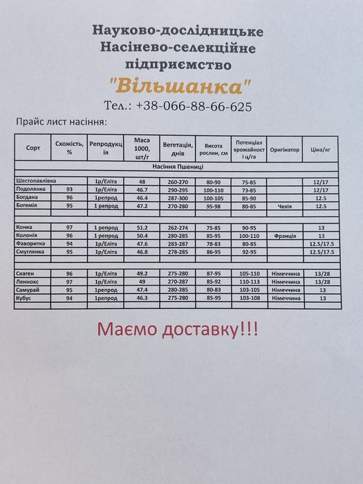 Купить пшеницю посевную