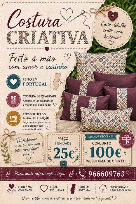 Almofadas Criativas ,feitas em Portugal com enchimento 100% espuma  antialérgica
