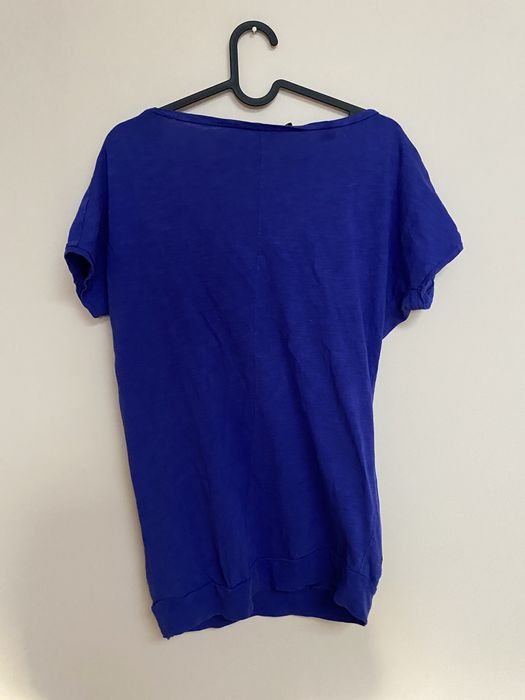 Granatowy T-shirt Stradivarius S