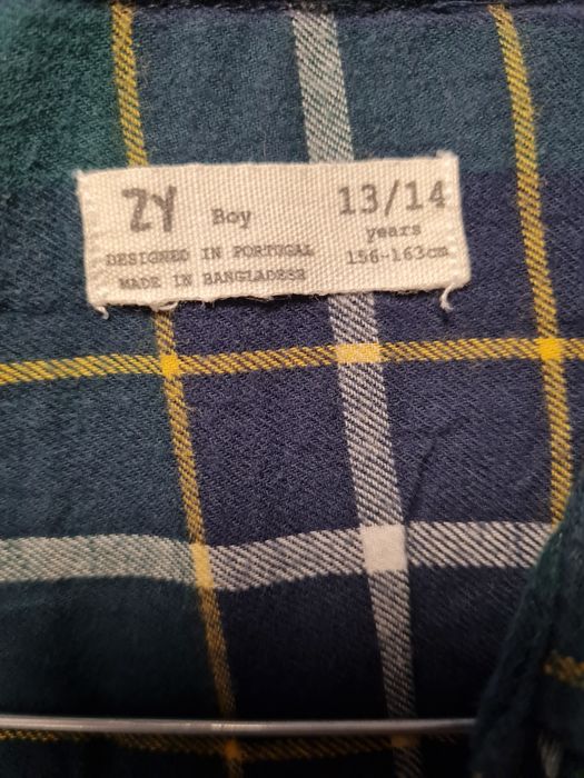 Camisa flanela aos quadrados, rapaz, tamanho 13/14 anos