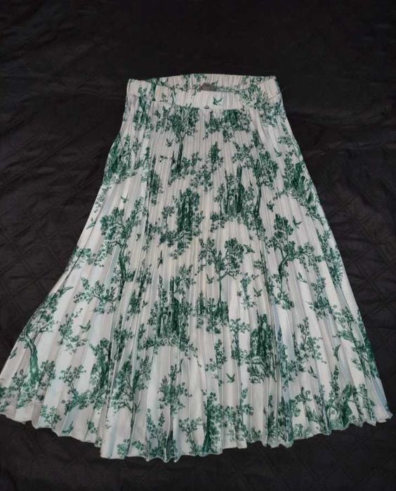 H&M plisowana spódnica MIDI w kwiaty wzorzysta kolorowa L