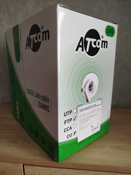 Витая пара, МЕДЬ, ftp 8 жил, 0,50, Atcom